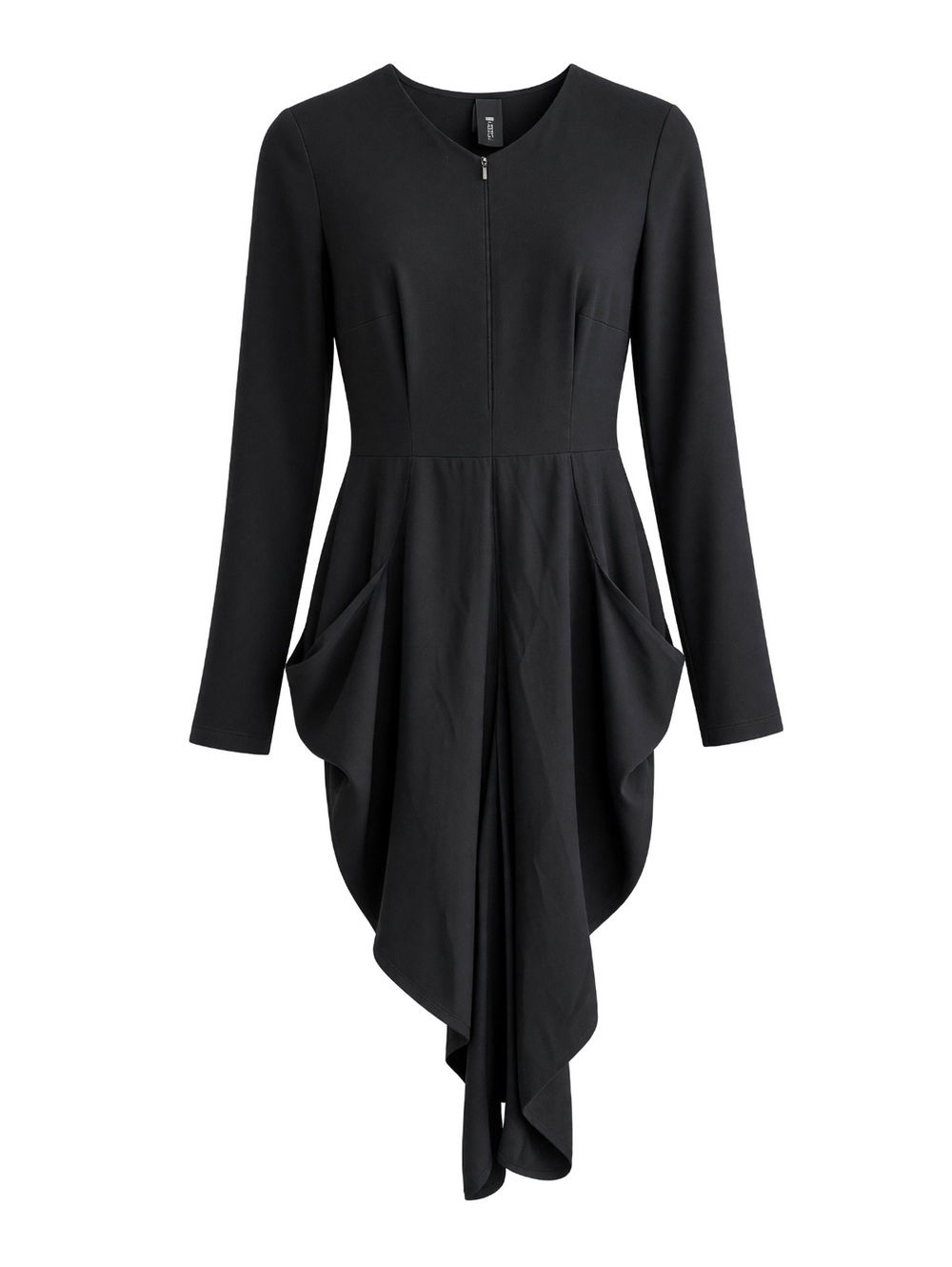 Zero + Maria Cornejo ID Goa Black Architectural Draped Asymmetric Dress US 2 XS